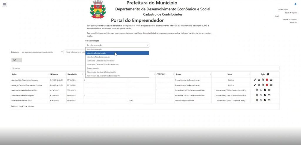 Alvará municipal digital Imagem mostra página de alvará municipal